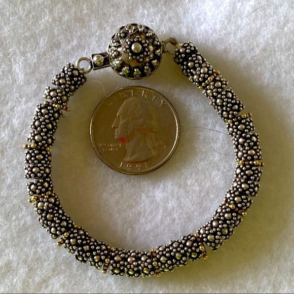 Artisan 925 Sterling Silver 14k yellow gold metal Caviar beaded bracelet NEW - Picture 5 of 10